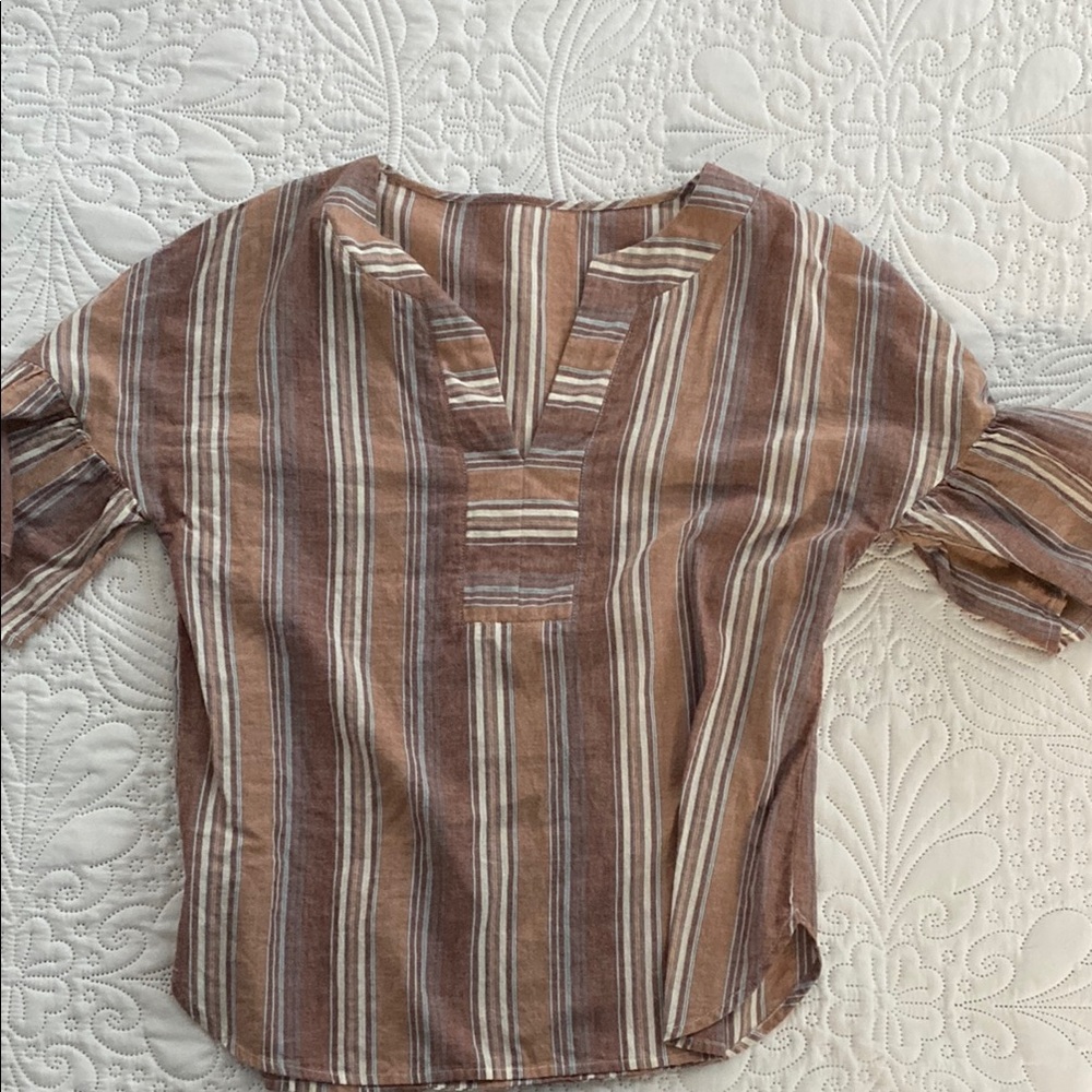 Striped Brown and White Blouse